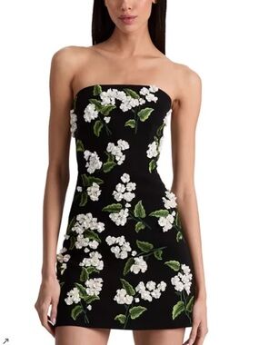 Alice + Olivia Velia Embellished Strapless Mini Gown